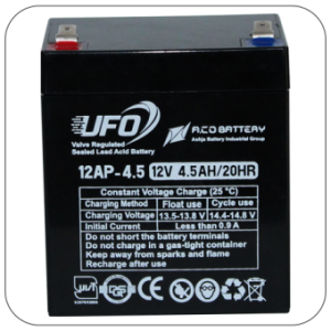 باتری UPS یوفو 12 ولت 4.5 آمپر سیلد لید اسید باتری یو پی اس UFO ظرفیت 4.5Ah ولتاژ 12V باتری بدون نگهداری یو پی اس 12 ولت یوفو مناسب سیستم امنیتی